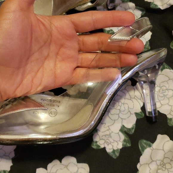 Renica Clear and Silver Bow Sling-back Clear Heel - Picture 9 of 9